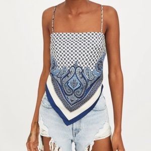 ZARA Blue bandana top size small